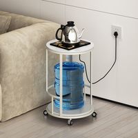 柏图 轻奢小圆边几 圆形岩板茶台 移动带轮旋转 客厅置物架