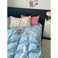 SMVP 爱心小蓝 清新纯棉水洗棉四件套 全棉磨毛床单四件套
