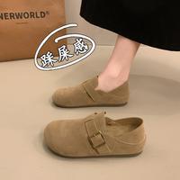君闵 真皮覆古两穿勃肯鞋女2025秋季新款一脚蹬博肯单鞋防滑软底乐福鞋