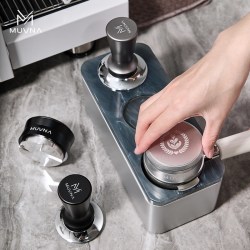MUVNA 四叶重力布粉器 咖啡布粉器 53mm 黑色 不锈钢 自动调节高度