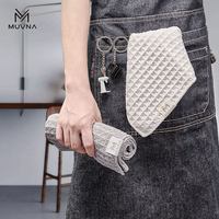 MUVNA M-008 吧台清洁毛巾 咖啡师专用抹布 30*30cm 米白色 华夫格 带挂绳