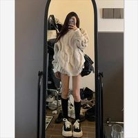 零柒零捌韩版麻花圆领毛衣女秋冬宽松慵懒百搭软糯针织上衣