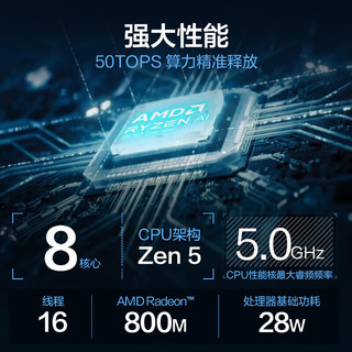 华硕（ASUS）华硕PN54商用办公家用mini迷你主机NUC小机箱电脑 (AMD AI 7-350 16G 512G Win11 WIFI)台式机 锐龙AI 7-350 16G内存+256G固态