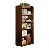 锦需实木书架落地置物架一体靠墙胡桃木色窄缝收纳储物柜子家用书柜 【五层】松木原木色40x24x136cm