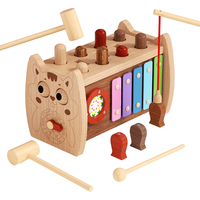 福孩儿 原木无漆积木实木质拼装玩具1-3岁2男孩女宝宝4婴幼儿童新年5 原木多功能打地鼠