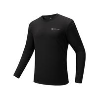 安踏轻暖T丨跑步运动长袖t恤男士冬季加绒训练圆领套头衫上衣 基础黑-3 L (男175)