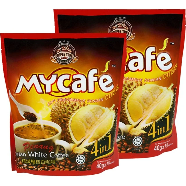 咖啡树白咖啡马来西亚进口榴莲白咖啡600gX2袋装特浓咖啡粉速溶