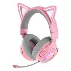雷蛇 北海巨妖萌猫专业版V3 USB无线三模 粉色 游戏耳机