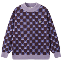 马骑顿 男童25冬学院满版撞色保暖半高领毛衣 紫色 140