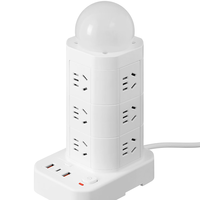 公正午立式插座防过载插排带Usb排插夜灯带笔筒多功能一转多插排桌面/插线板/插排/接线板/拖线板 8位插孔+夜灯+usb 2.8米【纯铜+防雷】