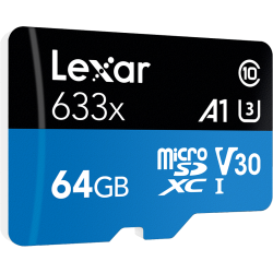 雷克沙 633X Micro-SD存储卡 64GB（UHS-I、V30、U3、A1）