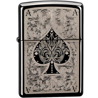 ZIPPO打火机 防风芝宝黑冰雕刻暗花幺点黑桃A送男士