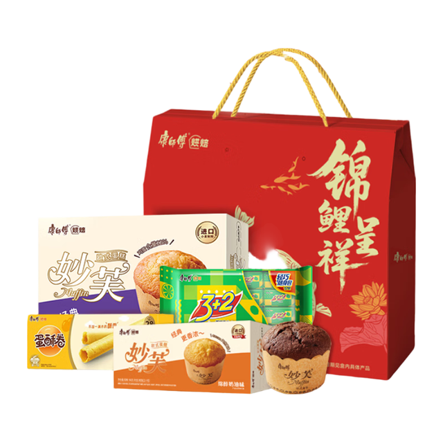 康师傅 妙芙蛋糕零食马年年货礼盒984g 3种品类礼盒