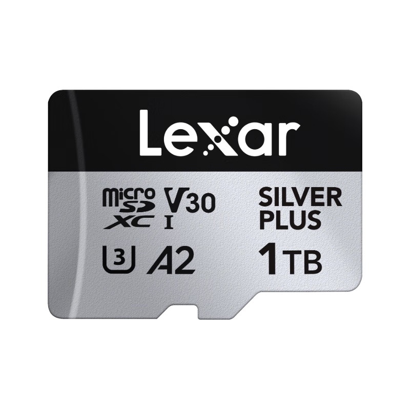 雷克沙（Lexar）1TB TF(MicroSD)存储卡 V30 4K 读205MB/s 无人机运动相机Pocket3官方推荐内存卡(SILVER PLUS)