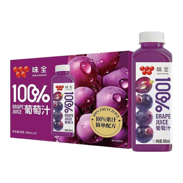 今日必买、淘金币可用：味全 葡萄汁橙汁300ml*10瓶 新鲜日期