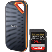 /闪迪 Sandisk  专业摄影高速 相机存储卡+移动固态硬盘套装  128GB,2TB