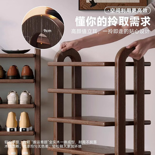 锦需实木鞋架家用门口入户简易鞋柜2025小型鞋架置物架多层收纳架 【开放立式实木鞋架子】7层胡桃色75x29x111cm