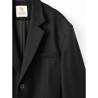 William fox&sons威廉福克斯臻选初剪羊毛混纺斜纹面料宽松OVERSIZE垫肩潮流西装男 黑色 S /46