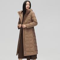 雪中飞 经典秋冬保暖围脖式连帽用心周到百搭细节女式长款羽绒服