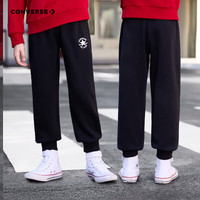 Converse 匡威男女童针织长裤2025冬季儿童加绒保暖运动休闲裤 正黑色 130 /56 【身高116-122cm】