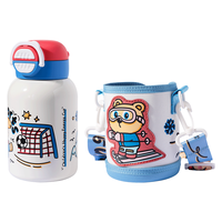 如山儿童保温杯小吸管杯婴幼儿宝宝外出便携水壶杯套款 一杯三饮【杯套款】小狗 550ml