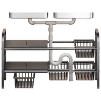 听见时光厨房下水槽多功能置物架橱柜柜内可伸缩分层架子柜子多层锅具收纳