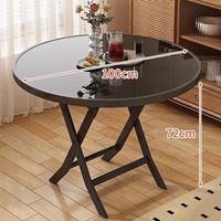 驰百伦 餐桌家用吃饭圆桌钢化玻璃折叠桌子
