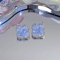 超仙蓝色碎钻蝴蝶珠珠耳钉女2025轻奢高级感耳环夏天耳饰