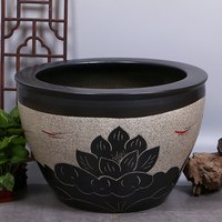 奥亚森 景德镇陶瓷鱼缸大水缸户外一米睡莲阳台养鱼锦鲤缸庭院特大老缸 鱼戏莲叶