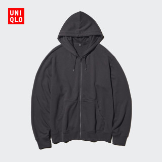 优衣库 男装女装连帽拉链运动开衫/长袖外套卫衣482311 08 深灰色