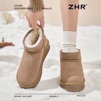 【79元雪地靴合集】ZHR雪地靴女秋冬加绒保暖短靴 35