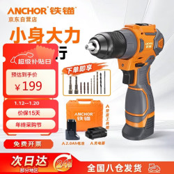 铁锚 16.8V无刷手电钻锂电钻手枪钻55Nm电动螺丝刀DCE8双电2.0塑盒装