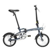 迪卡侬 14寸折叠单速自行车休闲通勤男女单车轻便 银灰色 14英寸4066798 蓝灰色