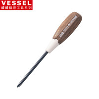 VESSEL 威威 No.300 防油木粉柄十字螺丝刀 PH2X100mm 带磁防滑起子