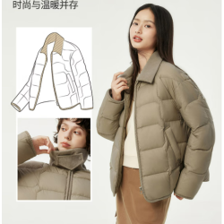 坦博尔 衬衫领饼干羽绒服女轻薄短款韩版外套