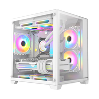  Huntkey/航嘉 左右分区 电脑机箱+双面钢化玻璃+240水冷+7风扇位+M  -ATX主板  白色