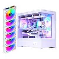 aigo/爱国者 AIYOUNGO系列 全侧透 电脑机箱+Z12极光ARGB风扇正叶+Z12极光ARGB风扇反叶 星璨岚白