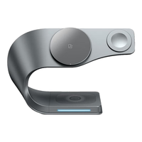  冠渠 15W快充 无线充电器 双Type-C快充线  双Type-C口 线充套装 灰色 15W