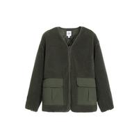 Gap男装2024秋冬新款logo拼接口袋仿羊羔绒外套保暖棉服680499