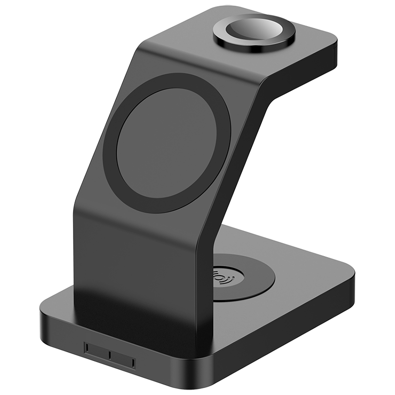  绿佰能 15W磁吸三合一 无线充电支架+QC3.0快充头  单Type-C口 黑色 单头 15W