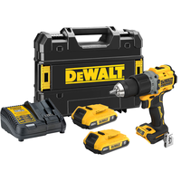 得伟(DEWALT)20V无线锂电钻无刷紧凑冲击钻2.0Ah双电池套装DCD805D2T-A9