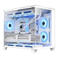 航嘉 全景版海景房 机箱 双面钢化玻璃 360水冷 9风扇位 MATX主板  白色