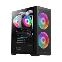 FPMAX 钢化玻璃 台式电脑机箱 USB3.0 双风扇 钢化玻璃 M-ATX/ATX主板 280/240水冷 tpye-c接口 黑色