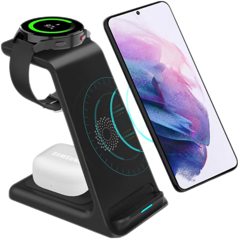  Antey 三合一无线充电 三星手表款立式三合一充电器  黑色 单头 20W