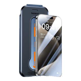  BASEUS/倍思 超瓷晶防尘防摔抗指纹 iPhone15Pro钢化膜 无尘仓