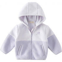 戴维贝拉（DAVE＆BELLA）儿童摇粒绒外套连帽男童上衣宝宝衣服休闲女童外衣装 丁香紫 110cm（身高100-110cm）