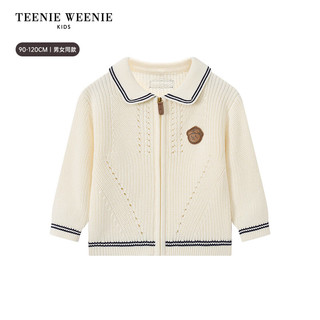 Teenie Weenie Kids小熊童装26年新款男女宝宝学院风翻领毛织开衫 米白色 120 cm