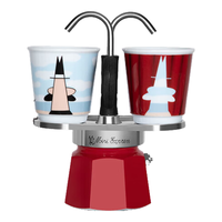 比乐蒂(Bialetti)摩卡壶 迷你双享壶手冲咖啡壶意大利意式咖啡机brikka壶 艺术款红色 80ml