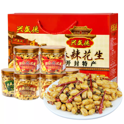 兴盛德 麻辣花生325克*6桶装红方礼盒年货河南小吃特产开封休闲零食A 礼盒（麻辣2五香2藤椒2）