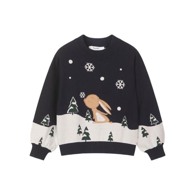 水孩儿 童装女童秋春儿童上衣童趣线衣简约百搭毛衣